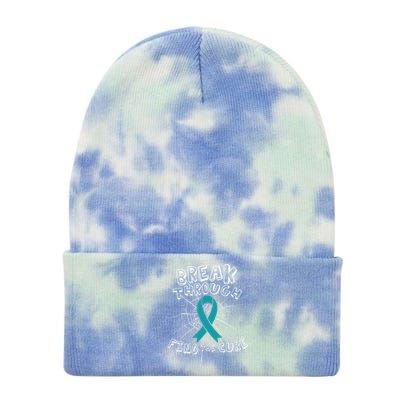 Find A Cure Ovarian Cancer Awareness Ribbon Funny Gift Cute Gift Tie Dye 12in Knit Beanie