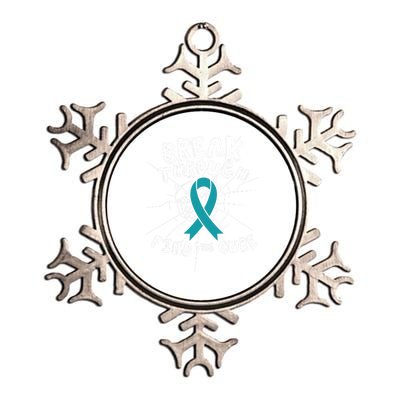 Find A Cure Ovarian Cancer Awareness Ribbon Funny Gift Cute Gift Metallic Star Ornament