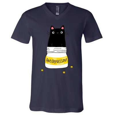 Fur Antidepressant Cat V-Neck T-Shirt