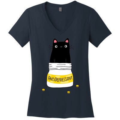 Fur Antidepressant Cat Women's V-Neck T-Shirt