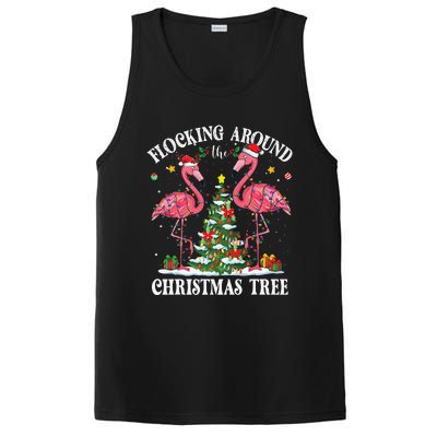 Flocking Around Christmas Tree Flamingo Santa Xmas Pajama PosiCharge Competitor Tank