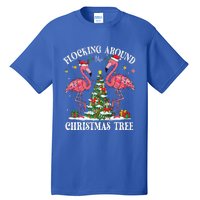 Flocking Around Christmas Tree Flamingo Santa Xmas Pajama Tall T-Shirt