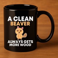 Funny A Clean Beaver Always Gets More Wood Joke Sarcastic 11oz C Handle Ceramic Mug