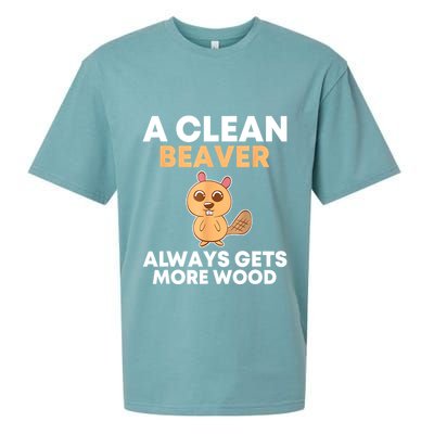 Funny A Clean Beaver Always Gets More Wood Joke Sarcastic Sueded Cloud Jersey T-Shirt