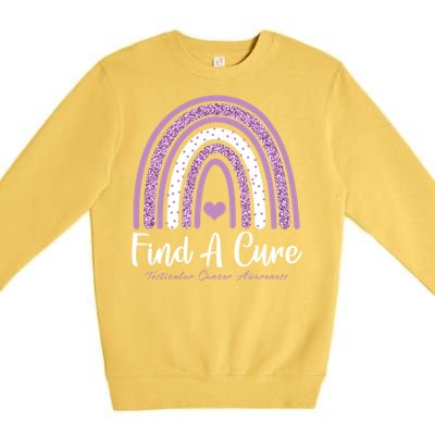 Find A Cure Testicular Cancer Awareness Day Rainbow Warrior Meaningful Gift Premium Crewneck Sweatshirt