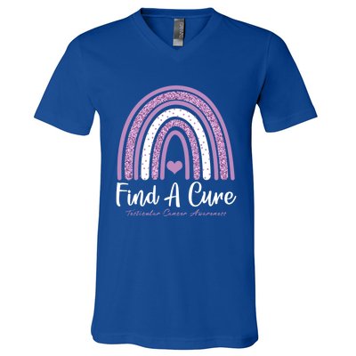 Find A Cure Testicular Cancer Awareness Day Rainbow Warrior Meaningful Gift V-Neck T-Shirt