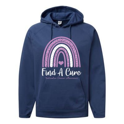 Find A Cure Testicular Cancer Awareness Day Rainbow Warrior Meaningful Gift Performance Fleece Hoodie