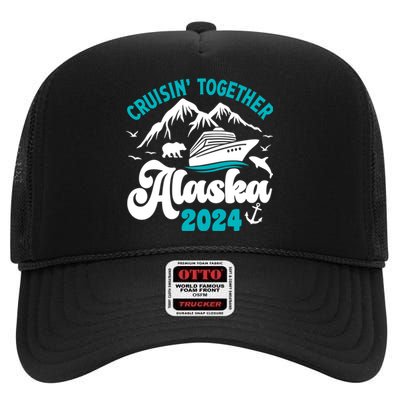 Funny Alaskan Cruise 2024 Gift High Crown Mesh Back Trucker Hat