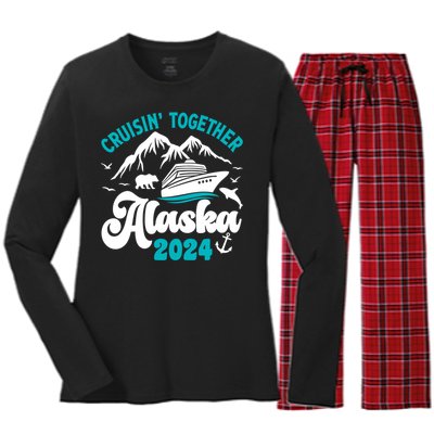 Funny Alaskan Cruise 2024 Gift Women's Long Sleeve Flannel Pajama Set 