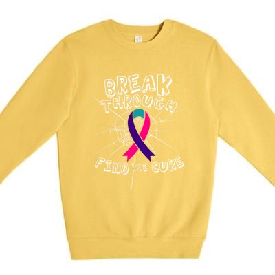 Find A Cure Thyroid Cancer Awareness Ribbon Funny Gift Premium Crewneck Sweatshirt