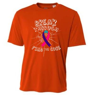 Find A Cure Thyroid Cancer Awareness Ribbon Funny Gift Cooling Performance Crew T-Shirt