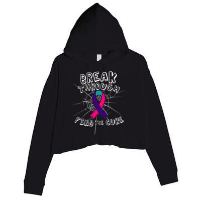 Find A Cure Thyroid Cancer Awareness Ribbon Funny Gift Crop Fleece Hoodie