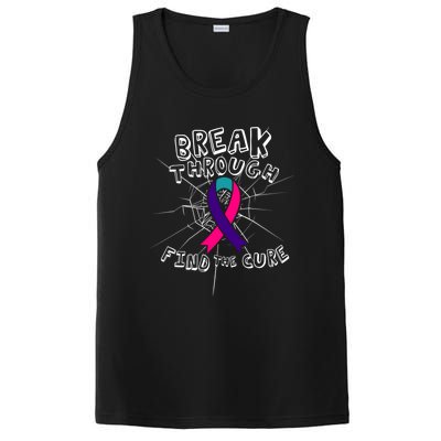 Find A Cure Thyroid Cancer Awareness Ribbon Funny Gift PosiCharge Competitor Tank