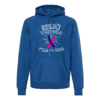 Find A Cure Thyroid Cancer Awareness Ribbon Funny Gift Premium Hoodie