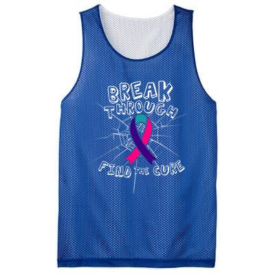 Find A Cure Thyroid Cancer Awareness Ribbon Funny Gift Mesh Reversible Basketball Jersey Tank