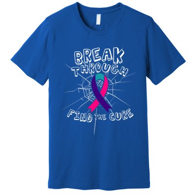 Find A Cure Thyroid Cancer Awareness Ribbon Funny Gift Premium T-Shirt