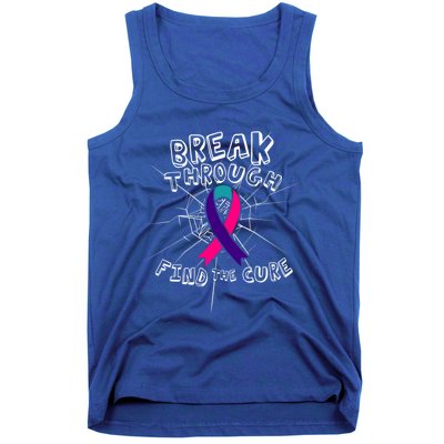 Find A Cure Thyroid Cancer Awareness Ribbon Funny Gift Tank Top