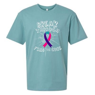 Find A Cure Thyroid Cancer Awareness Ribbon Funny Gift Sueded Cloud Jersey T-Shirt