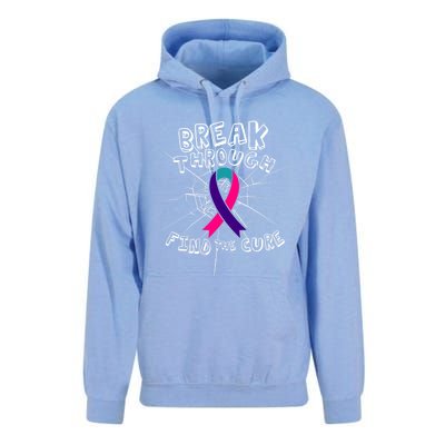 Find A Cure Thyroid Cancer Awareness Ribbon Funny Gift Unisex Surf Hoodie