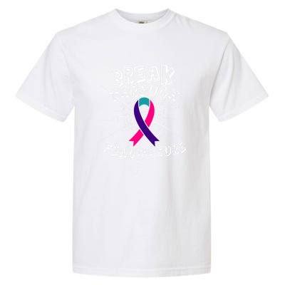 Find A Cure Thyroid Cancer Awareness Ribbon Funny Gift Garment-Dyed Heavyweight T-Shirt