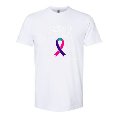 Find A Cure Thyroid Cancer Awareness Ribbon Funny Gift Softstyle CVC T-Shirt