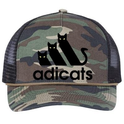 Funny Adicats Cute Cat Lover Pocket Cat Cat Mom Black Cat Retro Rope Trucker Hat Cap