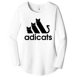 Funny Adicats Cute Cat Lover Pocket Cat Cat Mom Black Cat Women's Perfect Tri Tunic Long Sleeve Shirt