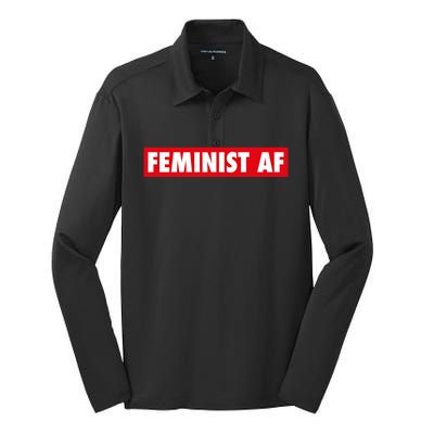 Feminist Af Cute Gift Silk Touch Performance Long Sleeve Polo