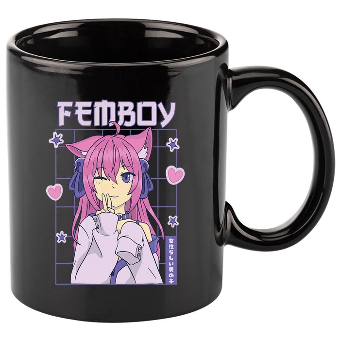 Femboy Anime Cute Little Femboy 11oz C Handle Ceramic Mug