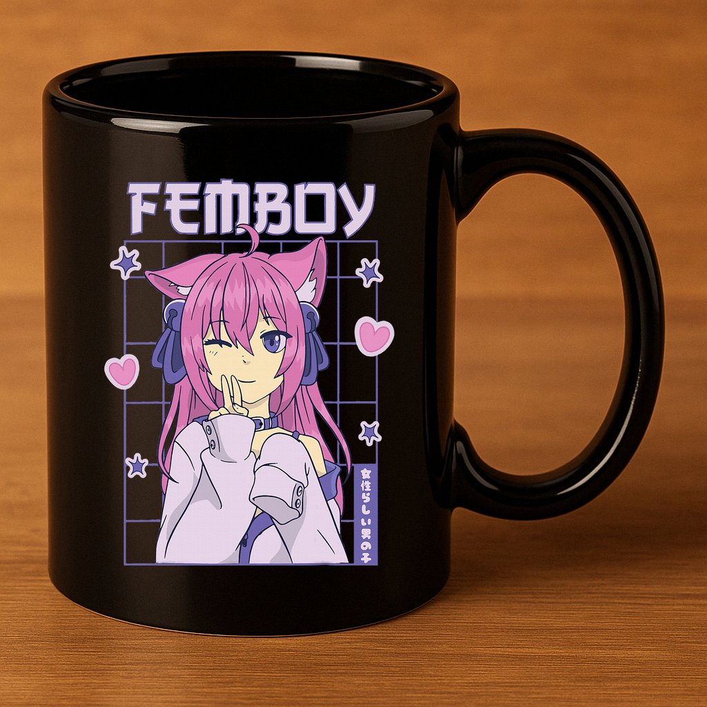 Femboy Anime Cute Little Femboy 11oz C Handle Ceramic Mug