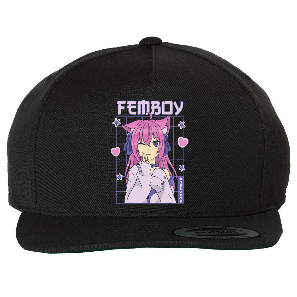 Femboy Anime Cute Little Femboy Wool Snapback Cap