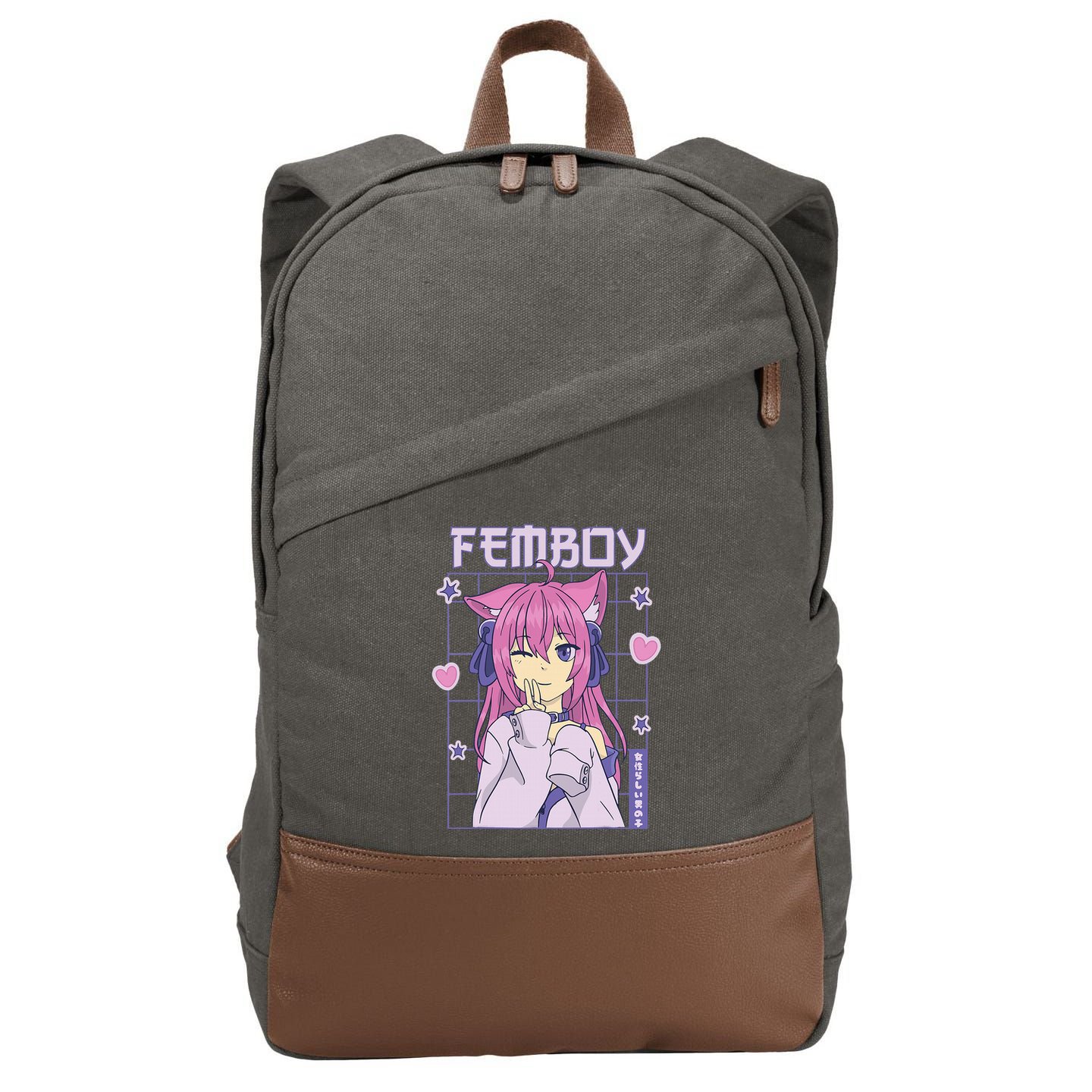Femboy Anime Cute Little Femboy Cotton Canvas Backpack