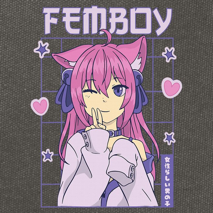 Femboy Anime Cute Little Femboy Cotton Canvas Backpack