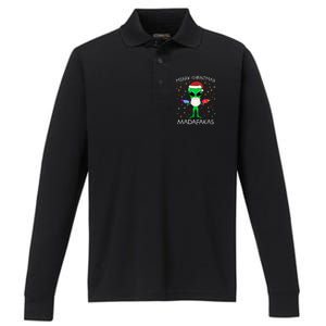 Funny Alien Christmas Cool Gift Merry Christmas Pew Madafakas Funny Gift Performance Long Sleeve Polo