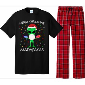 Funny Alien Christmas Cool Gift Merry Christmas Pew Madafakas Funny Gift Pajama Set