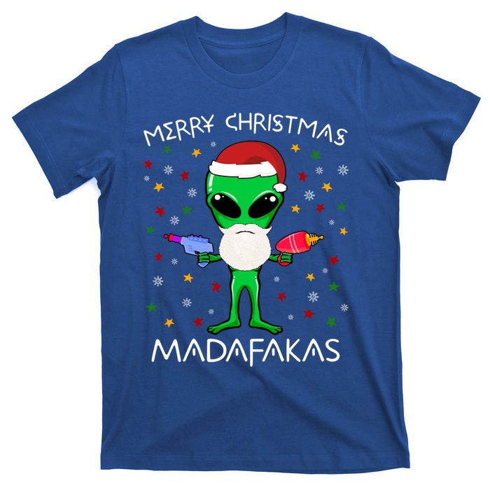 Funny Alien Christmas Cool Gift Merry Christmas Pew Madafakas Funny Gift T-Shirt