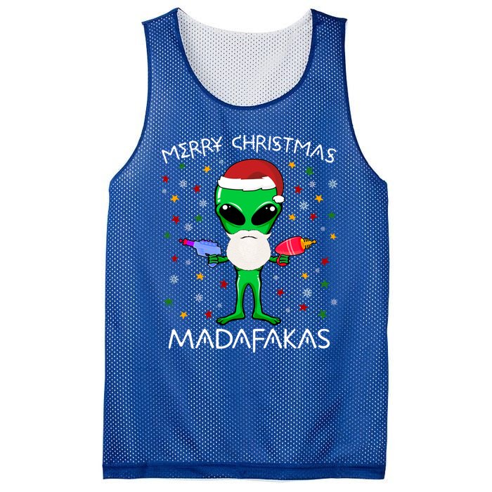 Funny Alien Christmas Cool Gift Merry Christmas Pew Madafakas Funny Gift Mesh Reversible Basketball Jersey Tank