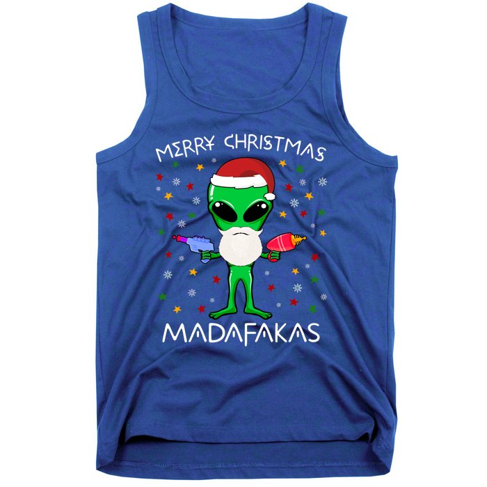 Funny Alien Christmas Cool Gift Merry Christmas Pew Madafakas Funny Gift Tank Top