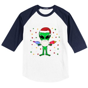 Funny Alien Christmas Cool Gift Merry Christmas Pew Madafakas Funny Gift Baseball Sleeve Shirt