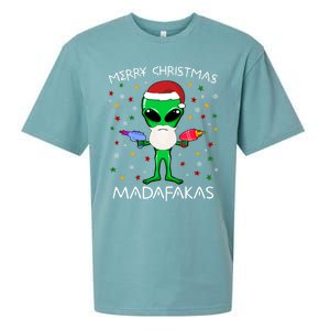 Funny Alien Christmas Cool Gift Merry Christmas Pew Madafakas Funny Gift Sueded Cloud Jersey T-Shirt