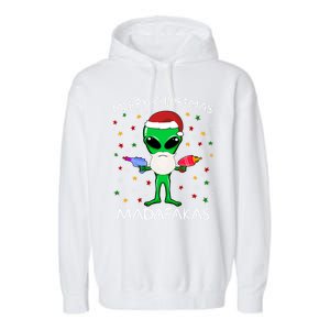 Funny Alien Christmas Cool Gift Merry Christmas Pew Madafakas Funny Gift Garment-Dyed Fleece Hoodie