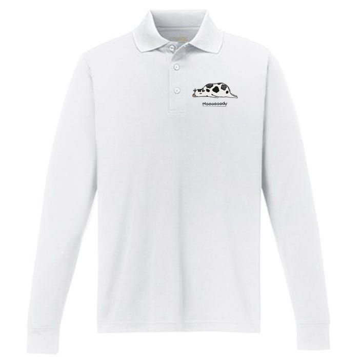 Farm Animal Cow Performance Long Sleeve Polo