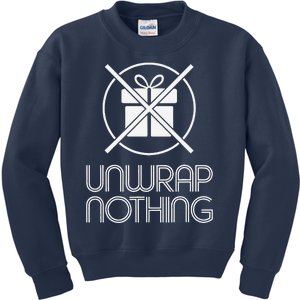 Funny Anti Christmas Grumpy Christmas Unwrap Nothing Kids Sweatshirt