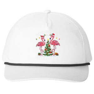 Flocking Around Christmas Tree Flamingo Santa Xmas Pajama Snapback Five-Panel Rope Hat