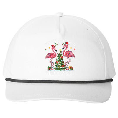 Flocking Around Christmas Tree Flamingo Santa Xmas Pajama Snapback Five-Panel Rope Hat