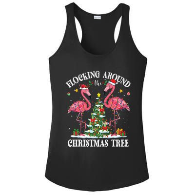 Flocking Around Christmas Tree Flamingo Santa Xmas Pajama Ladies PosiCharge Competitor Racerback Tank