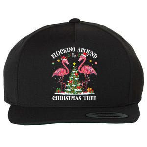 Flocking Around Christmas Tree Flamingo Santa Xmas Pajama Wool Snapback Cap