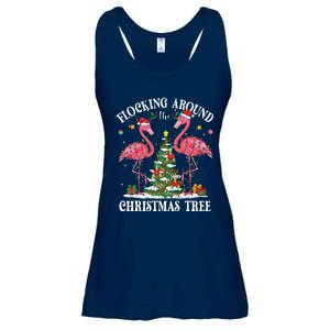 Flocking Around Christmas Tree Flamingo Santa Xmas Pajama Ladies Essential Flowy Tank