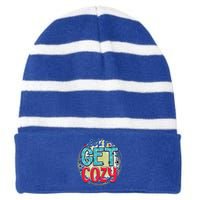 Fun And Cute LetS Get Cozy New Snowy Winter Novelty Gift Funny Gift Striped Beanie with Solid Band