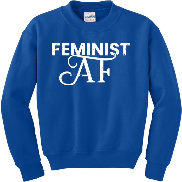 Feminist Af Cute Gift Distressed Vintage Style Gift Kids Sweatshirt